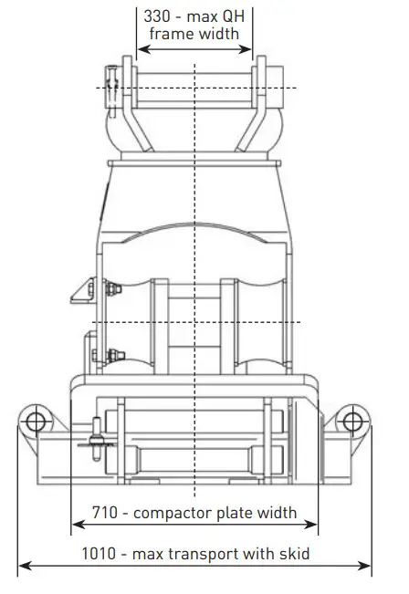 MGF IHC150 Excavator Mounted Compactor - DIMENSIONS 2