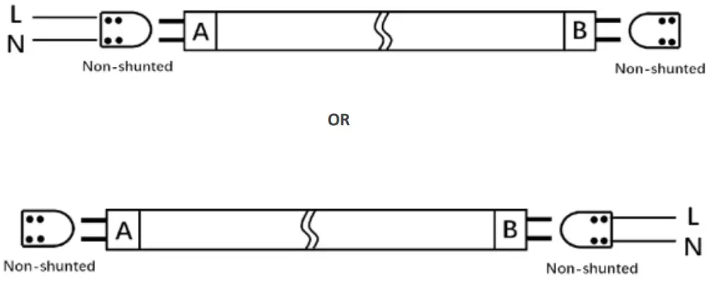 LED One LOC-4FTT8AB T8 LED Tube - electrical connection