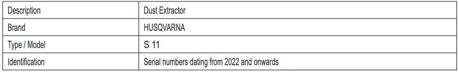 EU Declaration of conformity Table 1