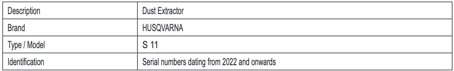 UK Declaration of conformity Table 1