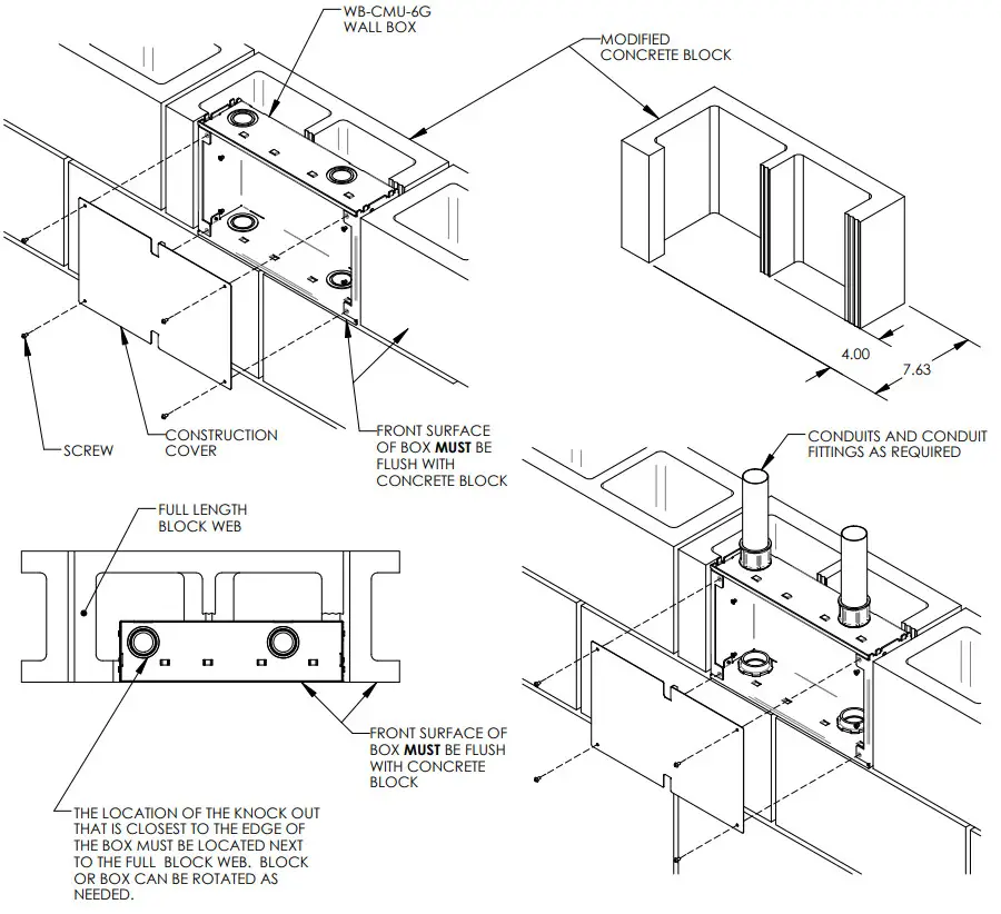 FSR WB CMU 6G 6 Gang Configurable Masonry Project Wall Box -
