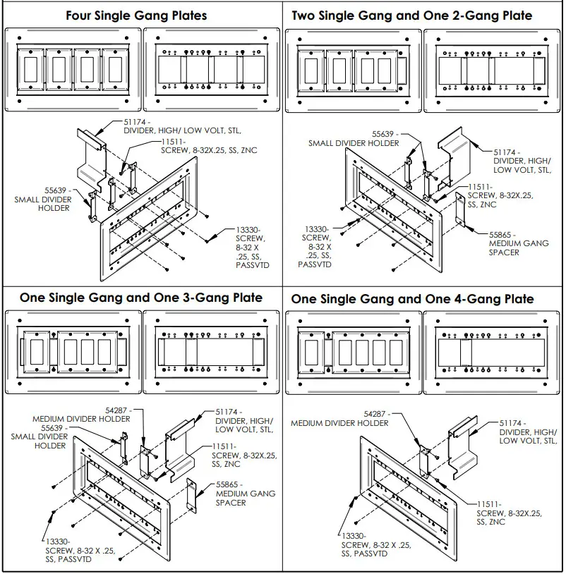 FSR WB CMU 6G 6 Gang Configurable Masonry Project Wall Box - Four Single Gang Plates