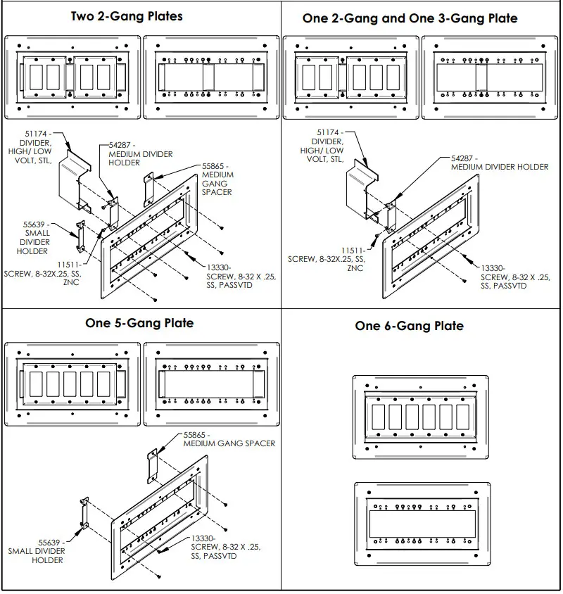 FSR WB CMU 6G 6 Gang Configurable Masonry Project Wall Box - Gang Plate