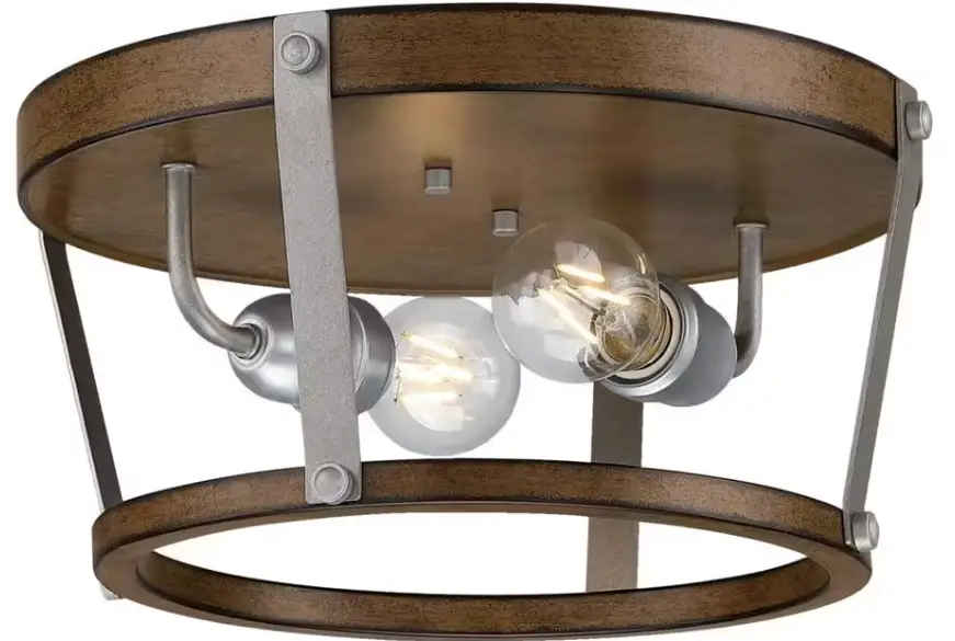 Westinghouse 6126200 Elway 14 in. 2 Light Barnwood Finish with Galvanized Steel Accents Flush Mount product