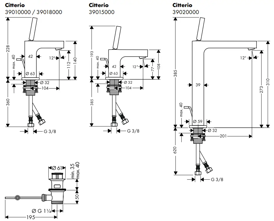 AXOR Citterio 39200000 Bidet Mixer - fig7