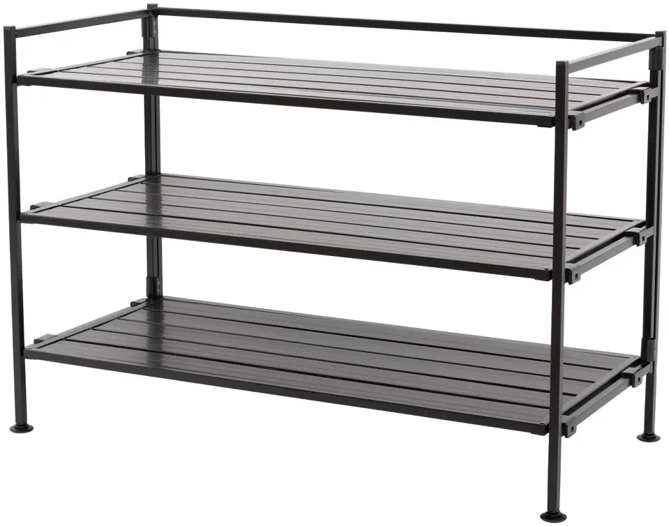 Seville Classics SHE15881B 3 Tier Resin Slat Utility Shoe Rack