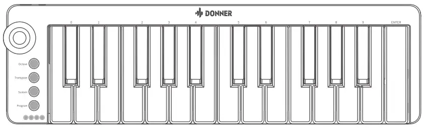 DONNER N25 Midi Keyboard - overview 2