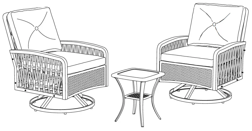 MF Studio Rattan Swivel 3 Pcs Set -