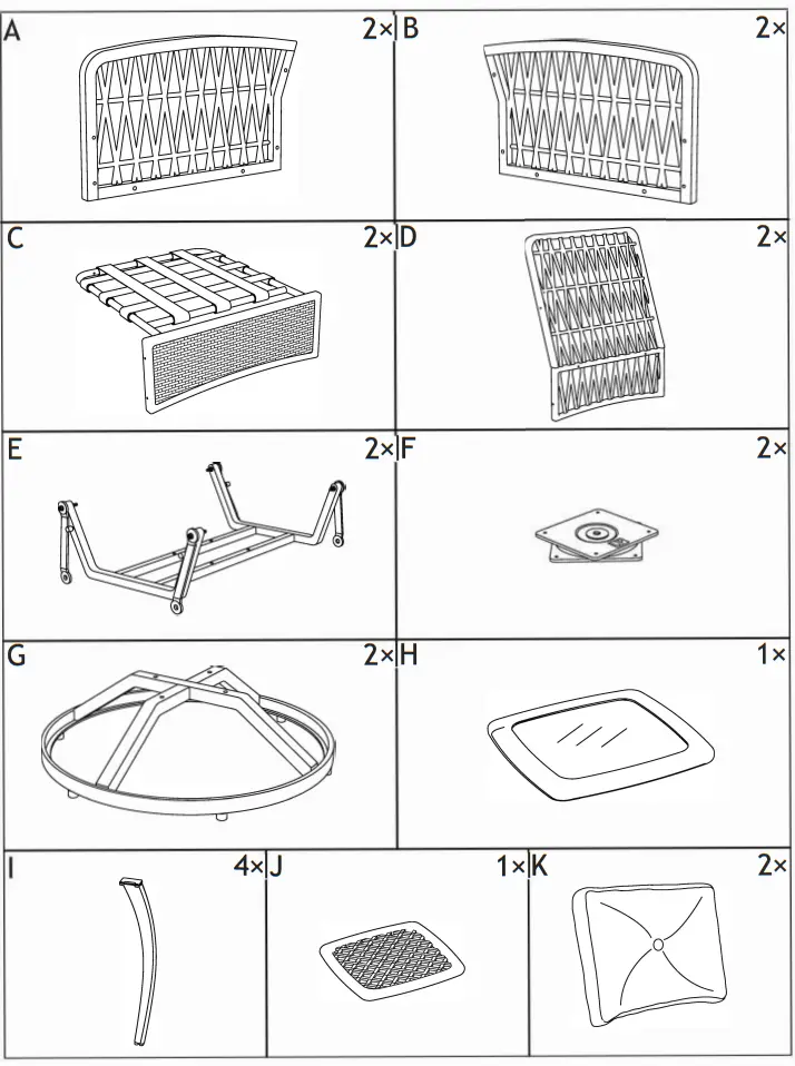 MF Studio Rattan Swivel 3 Pcs Set - fig 1