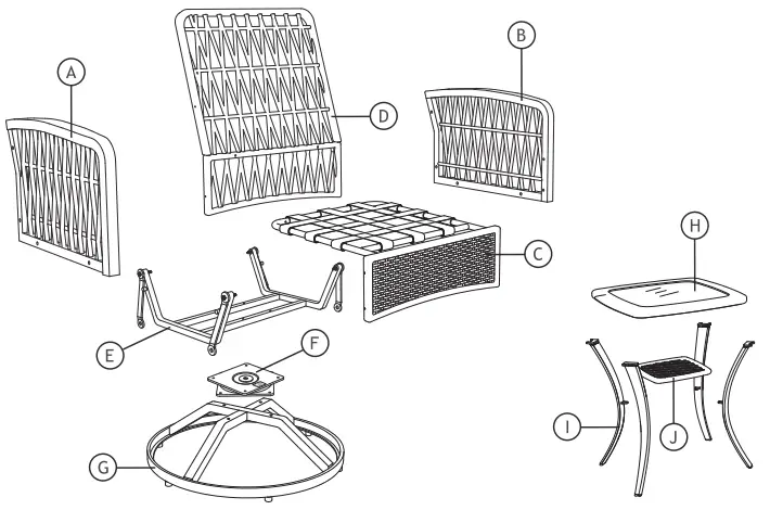 MF Studio Rattan Swivel 3 Pcs Set - fig 3