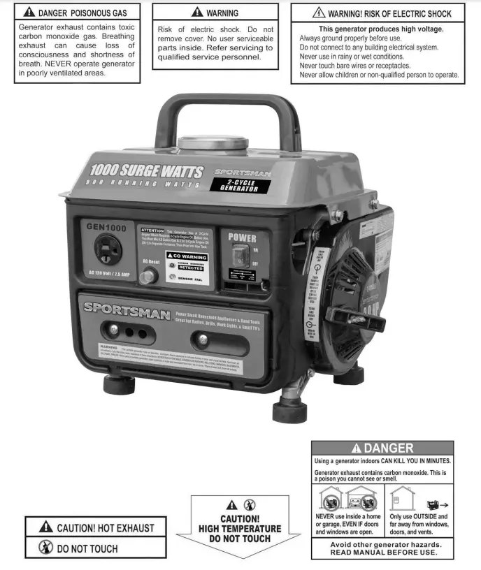 BUFFALO GEN1000 900 Running Watts 2-Cycle Portable Generator - fig 2