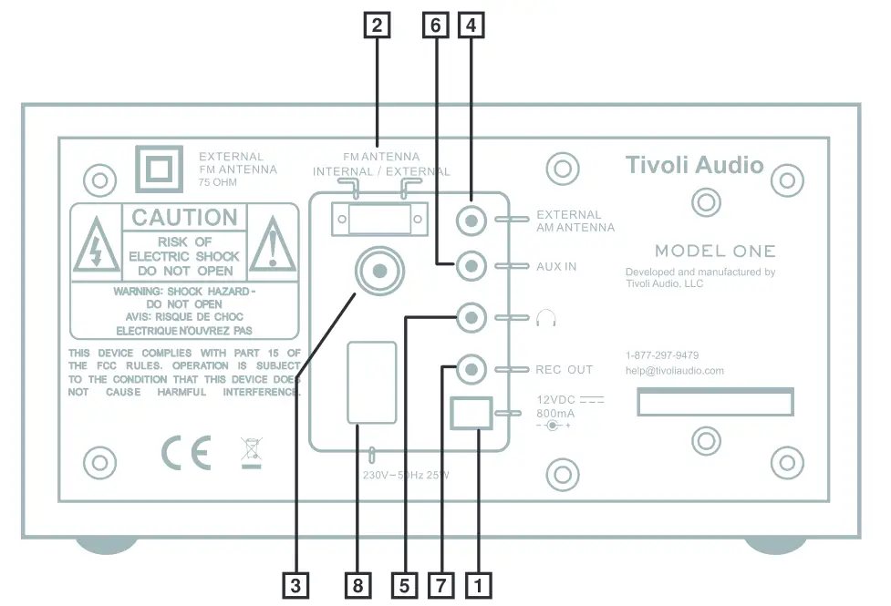 Tivoli Audio One BT Table Radio - Rear panel