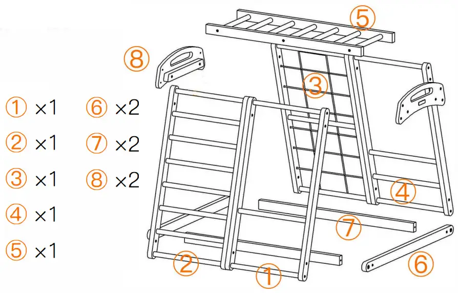 THE HOME DEPOT W679XYS00027 Children Climbing Frame - Parts List