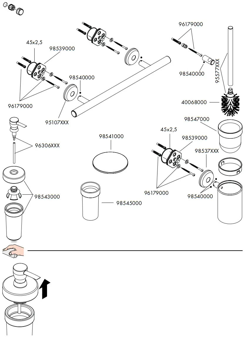 hansgrohe 41613000 LOGIS Classic Wall Handle 300 mm - Parts