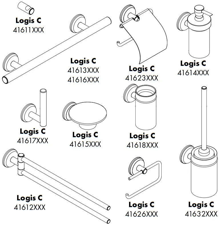 hansgrohe 41613000 LOGIS Classic Wall Handle 300 mm