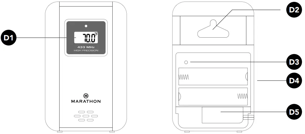 MARATHON CL030066 FD NA Slim Jumbo Atomic Digital Wall Clock with Indoor and Outdoor Temperature - Battery installation