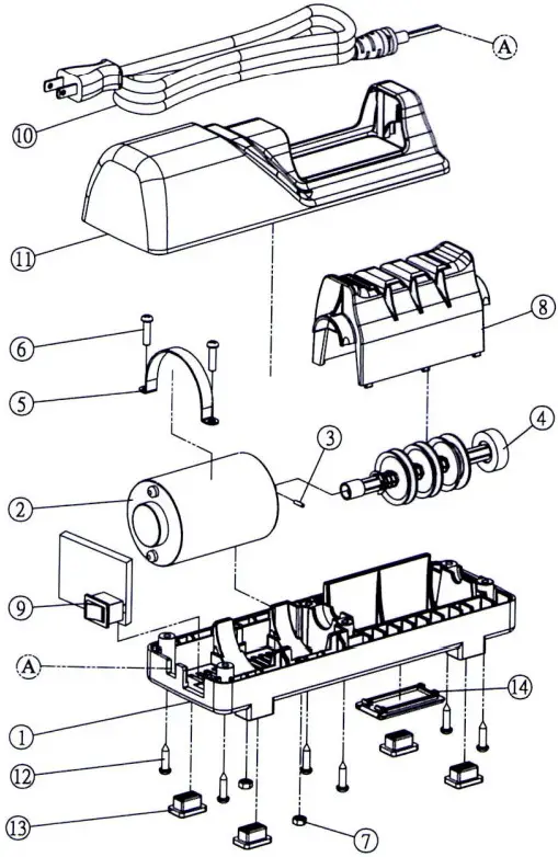 R PLAST Knife Sharpener - EXPLODED VIEW