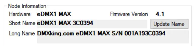 DMXking eDMX1 MAX Ethernet ArtNet sACN DMX Adapter - Long Name