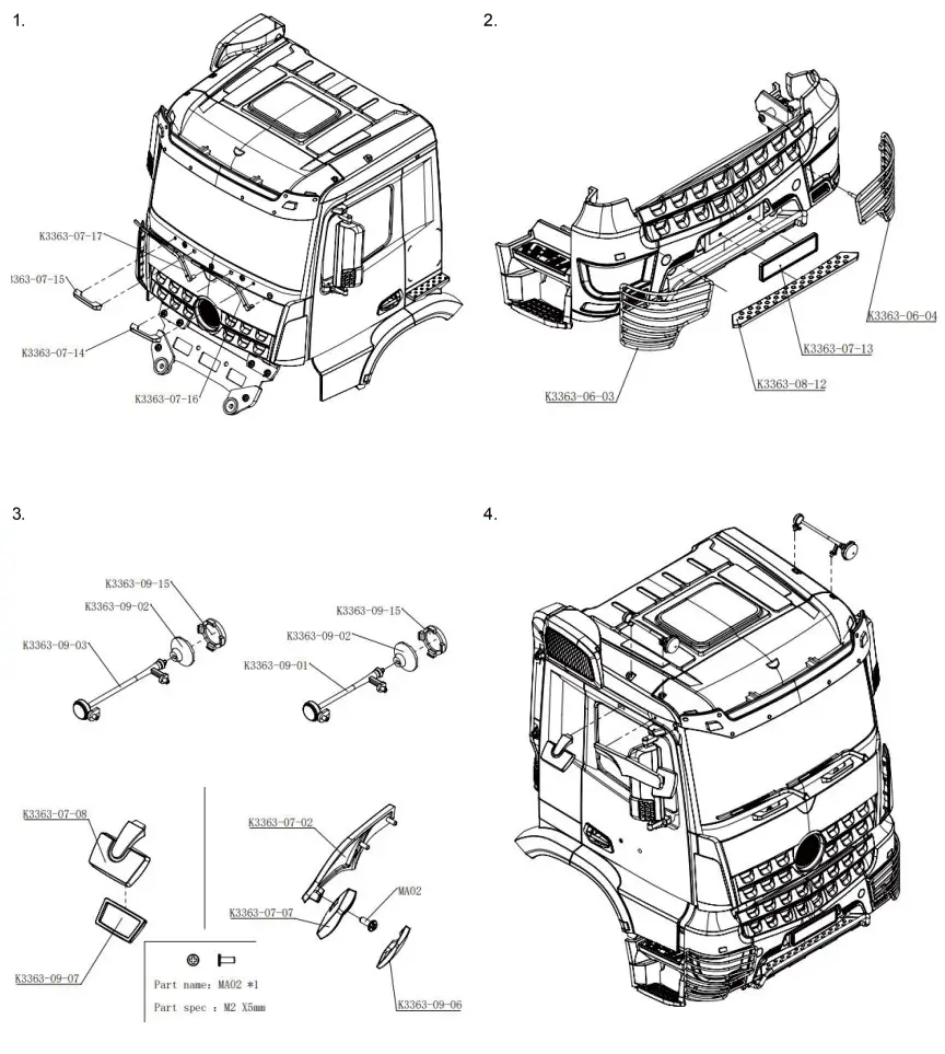 VV JD00064 1 14 8X8 Roll Off Hydraulic Dump RTR Truck - ACCESSORY ASSEMBLY
