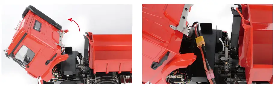 VV JD00064 1 14 8X8 Roll Off Hydraulic Dump RTR Truck - Flip up the cab