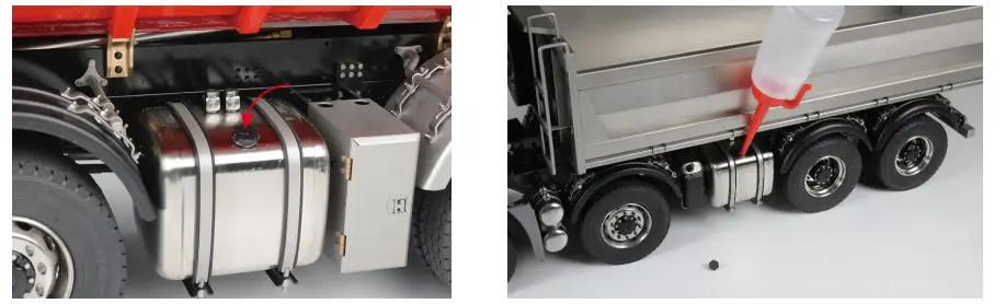 VV JD00064 1 14 8X8 Roll Off Hydraulic Dump RTR Truck - fuel tank cap