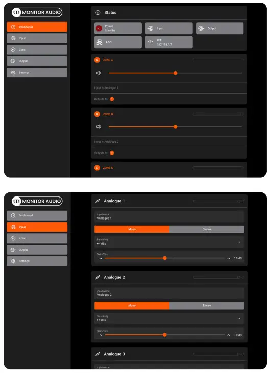 Monitor Audio IA60 4 Installation Amplifiers 2G - Dashboard