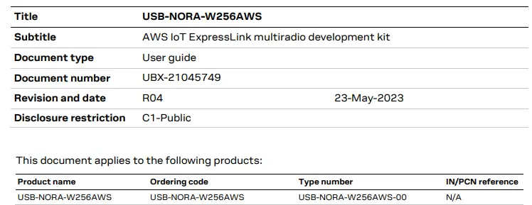 u-blox-USB-NORA-W256AWS-AWS-IoT-ExpressLink-Multiradio-Development-Kit-FIG-1