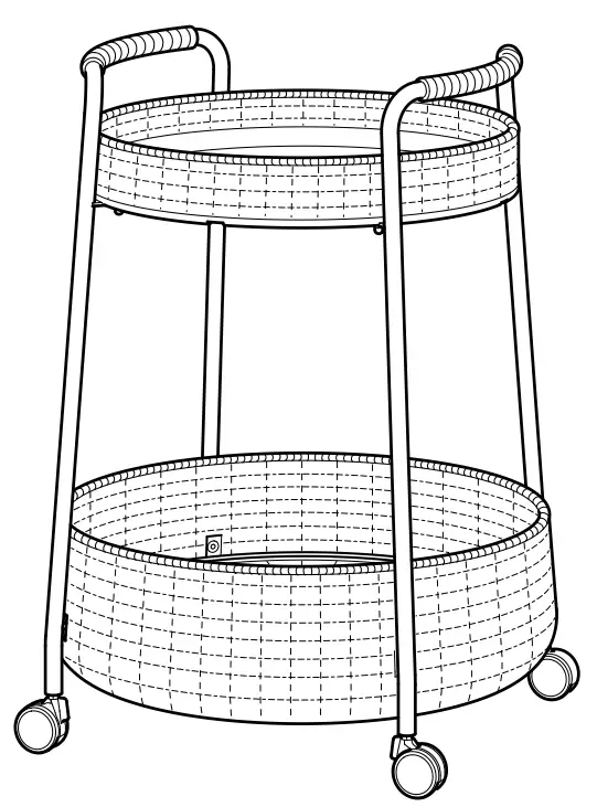 IKEA LUBBAN Trolley Table With Storage Rattan Anthracite -