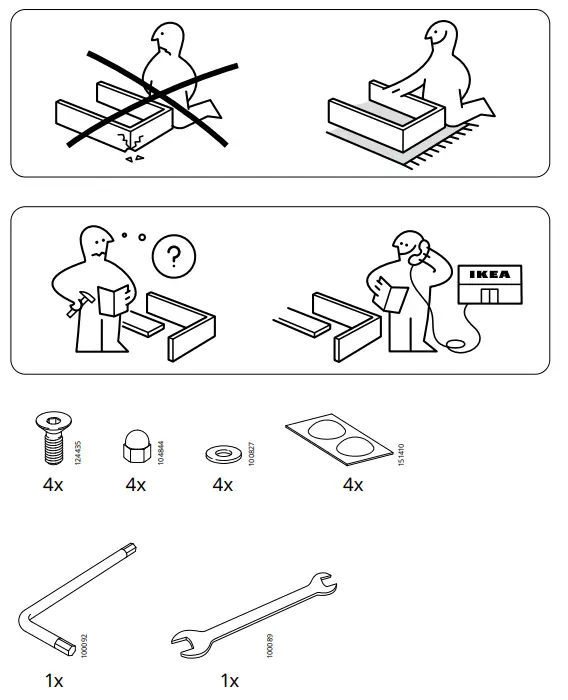 IKEA LUBBAN Trolley Table With Storage Rattan Anthracite - Fig