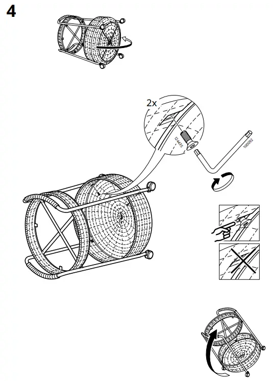 IKEA LUBBAN Trolley Table With Storage Rattan Anthracite - Fig4