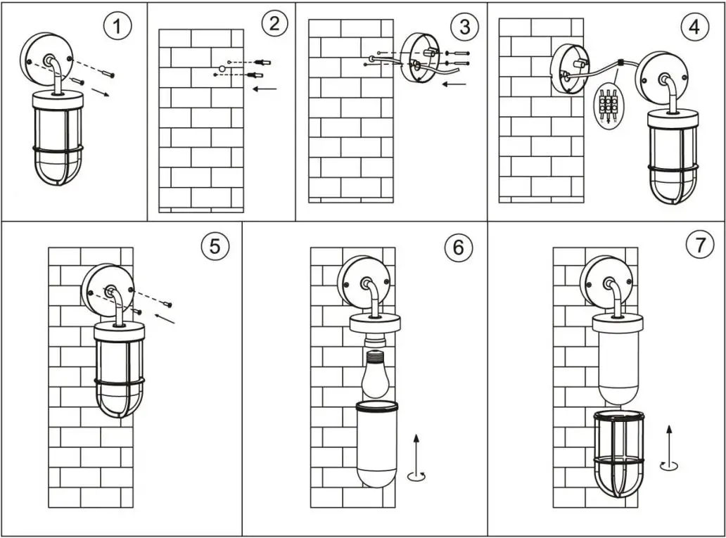 Lucci 220969 Norwest Wall Bracket in Aged Nickel Instruction Manual - Make any final adjustments to the fitting and check that all parts are done up tightly before turning on