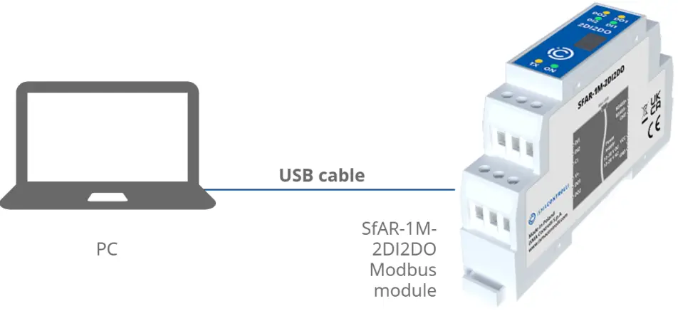 iSMACONTROLLI SfAR 1M 2DI2DO Expansion Module 2 Digital Inputs 2 Digital Outputs - PC connection