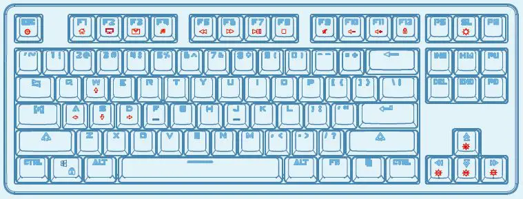 XVX M87 Coral Sea Themed Mechanical Keyboard User Manual - Standard Layer