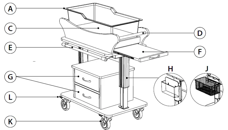 Amico-Jordan-and-Lily-Series-Height-Adjustable-Bassinets-FIG 2