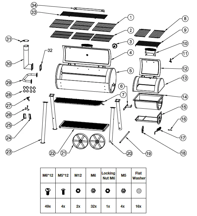 Captiva Designs E02GR016 Charcoal Grill with Offset Smoker-fig-3