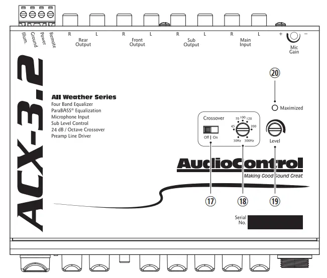 AudioControl ACX 3 2 All Weather Equalizer with Paging Mic - Volume Control3