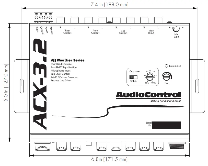 AudioControl ACX 3 2 All Weather Equalizer with Paging Mic - power1