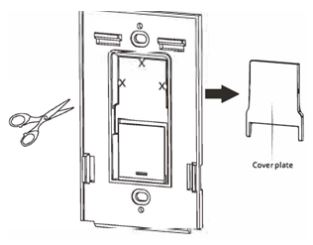 EarthTronics ECWSBP 5 Key Battery Powered Wall Switch Instructions - Remove the cover plate carefully with scissors