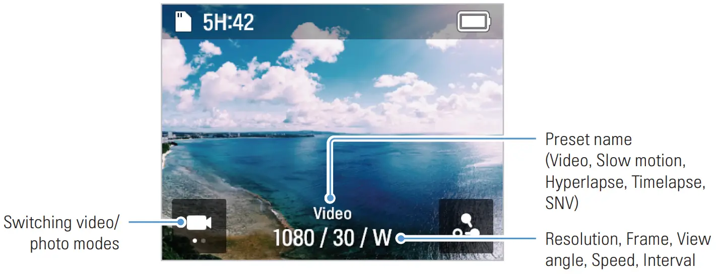 THINKWARE NC200 National Geographic Gimbal Camera - Video mode screen