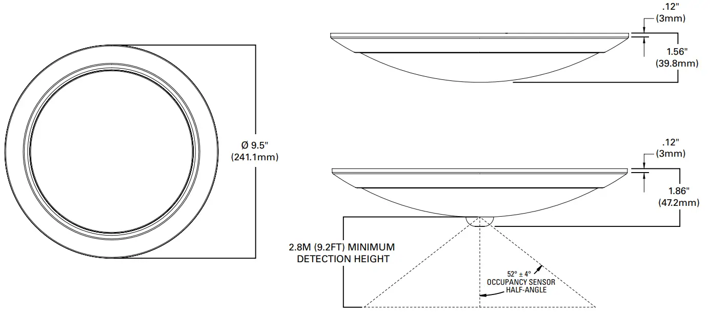 HALO HLC9 Series 9 Inch LED Surface Luminaire 1200 Lumen Series - Mounting Details
