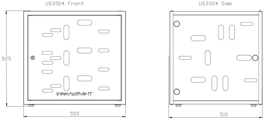 IntrActive US3324 Battery Rack for 2x eTower Batteries - Dimension