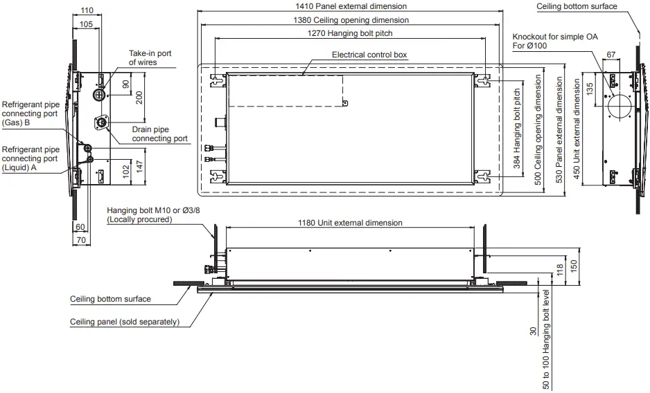 TOSHIBA MMU UP0151YHP E Air Conditioner Multi Type - dimensions