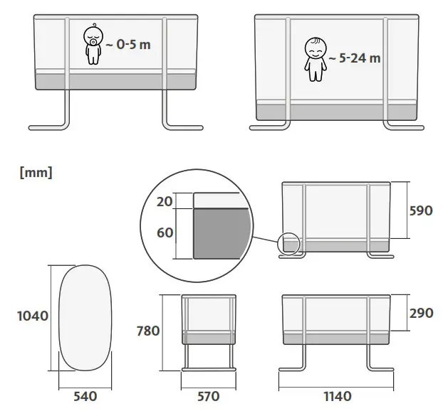 BABYBJ RN Baby Crib Bassinet - Fig1