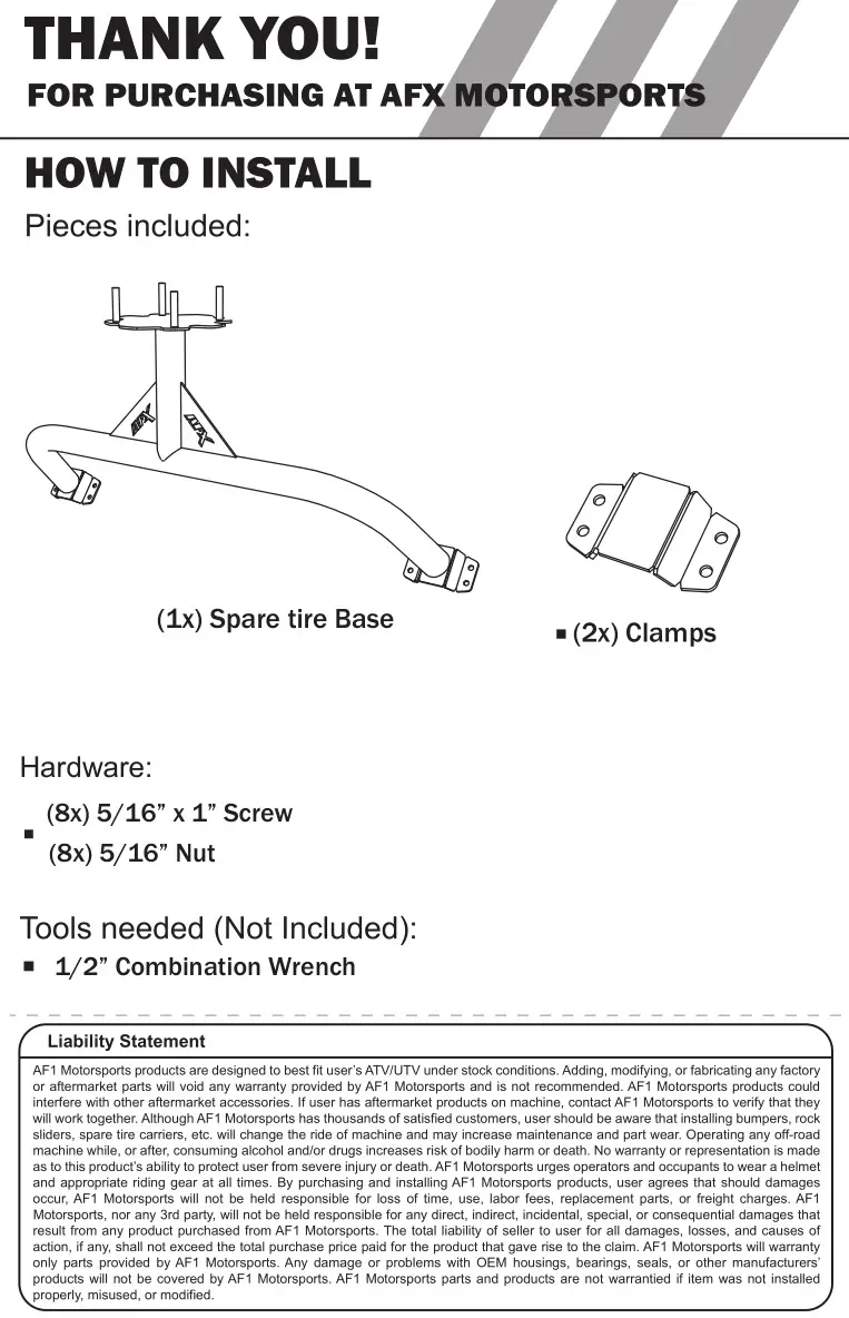 AFX MOTORSPORTS POR037 Spare Tire Carrier - HOW TO INSTALL 1