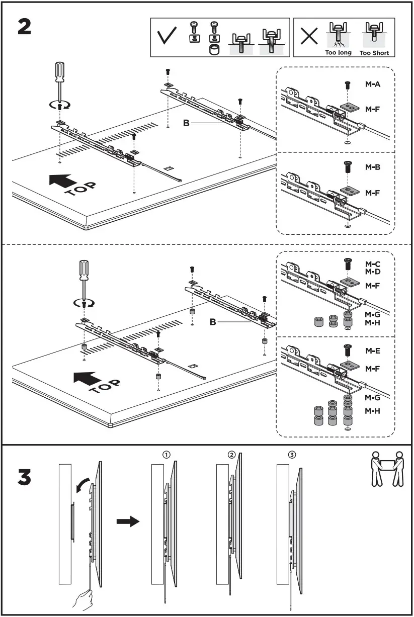LASER TVB-LUP38-6F Large Fixed Slim Profile TV Wall Mount - Tools required 2