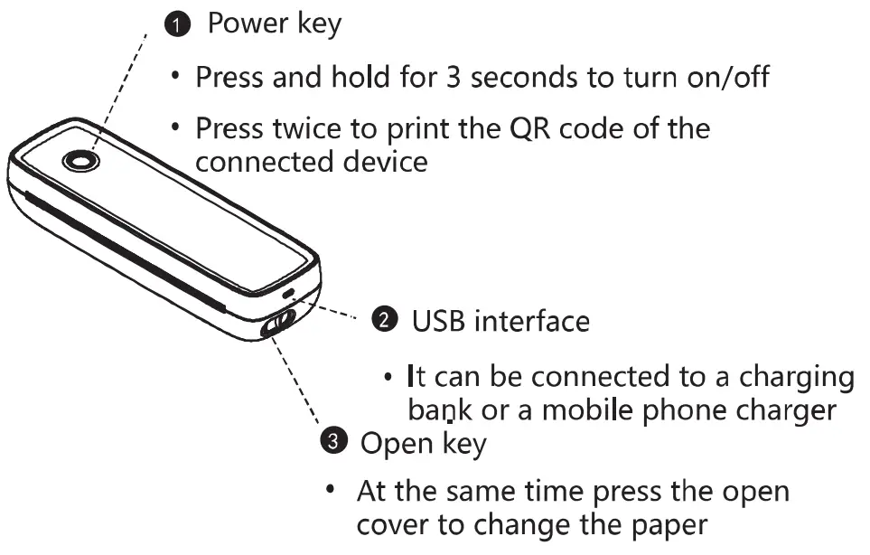 xiamen 2A6FW Thermal Printer - power key