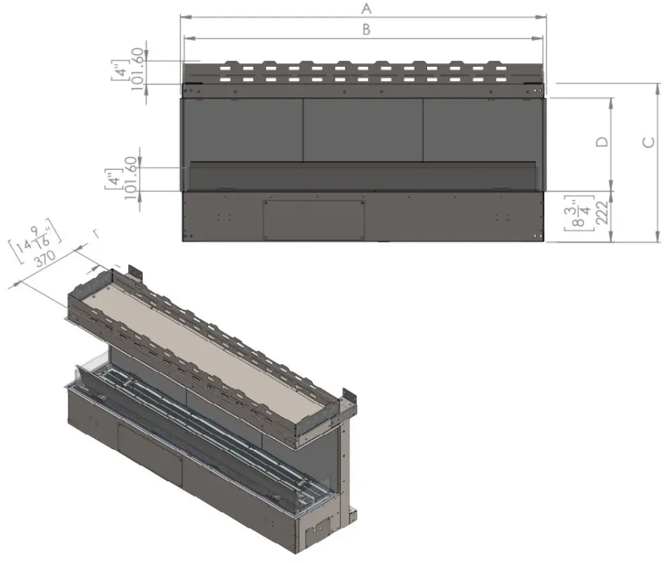 FLARE FIREPLACES 60 Outdoor Vent Free Large Double Corner Fireplace