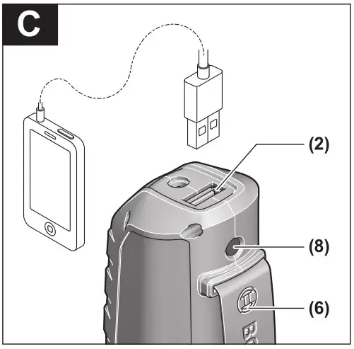 BOSCH GAA 10.8V-21 Professional Compact USB Charging Battery Adapter - Fig C