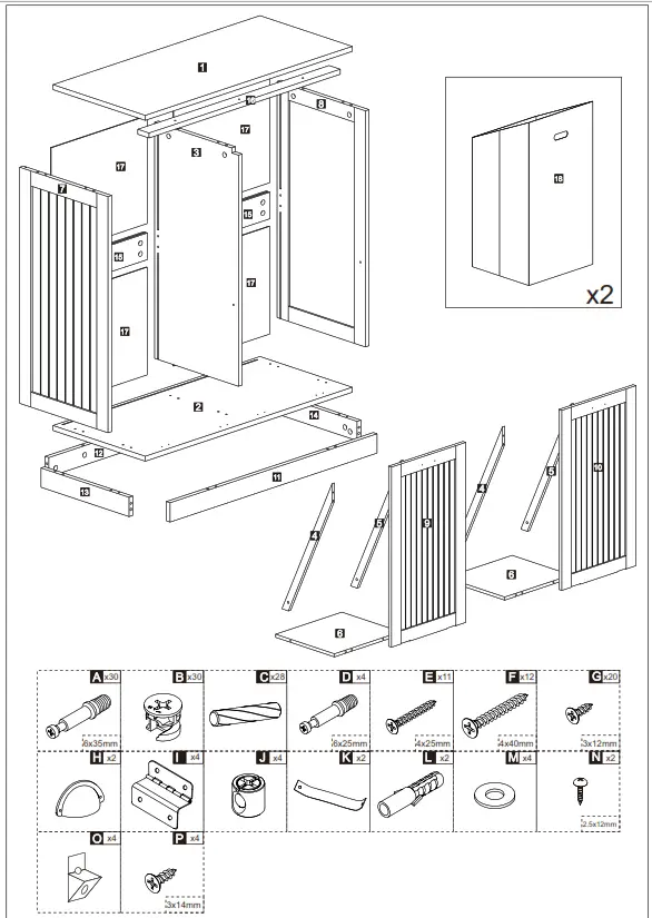 Tileon AYBSZHD2282 Freestanding Linen Cabinet - fig