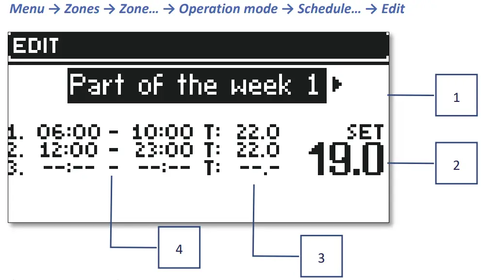 TECH CONTROLLERS ML 12 The Primary Controller - Schedule editing